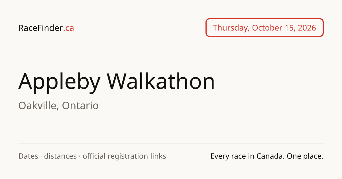 Appleby Walkathon 2026 – October 15, Oakville | RaceFinder