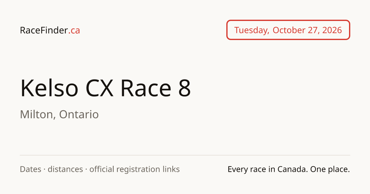 Kelso CX Race 8 2026 – October 27, Milton | RaceFinder