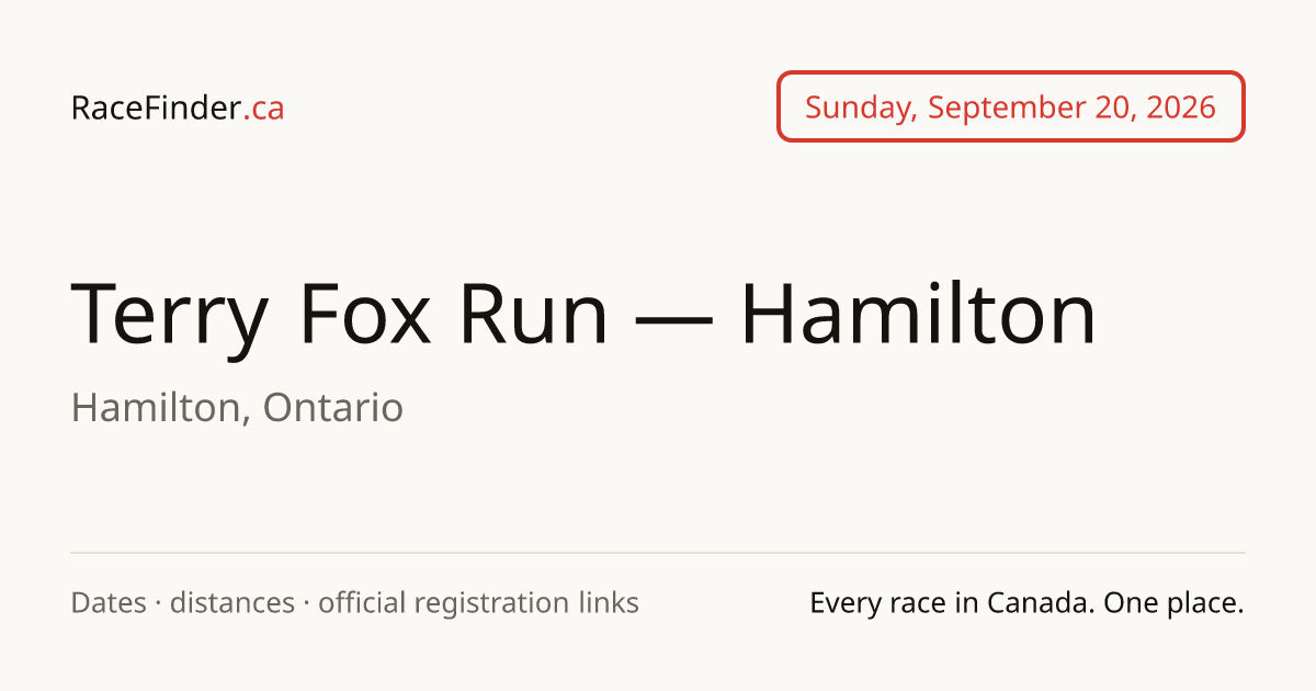 Terry Fox Run Hamilton 2026 – September 20 | RaceFinder